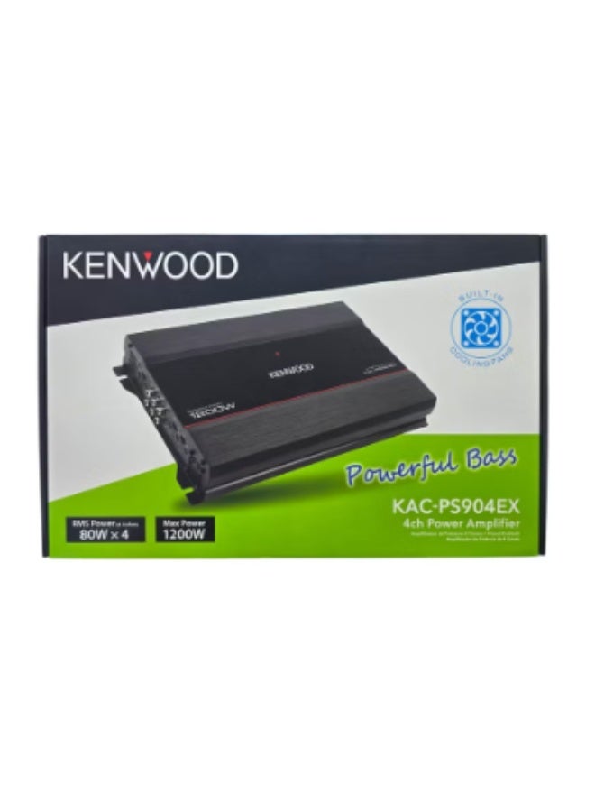 Kenwood KAC-PS904EX 4-Channel Car Amplifier – 1200W Max Power | 80W x4 RMS @4Ω | 110W x4 RMS @2Ω | Bridgeable 170W x2 | HPF & LPF | 100dB SNR | Stereo/Mono RCA Output